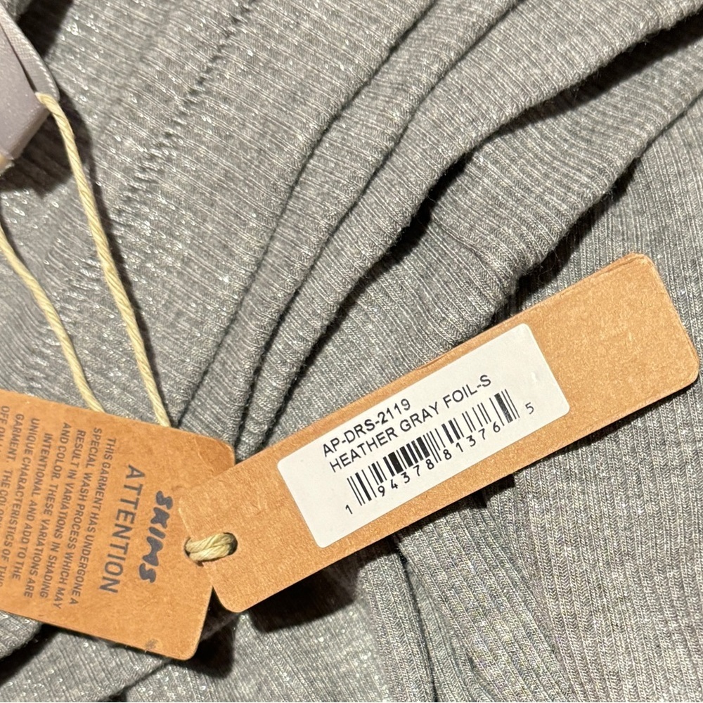 NWT • SMALL • SKIMS • SOFT LOUNGE SHIMMER RACERBACK DRESS • HEATHER GRAY FOIL - Picture 2 of 2